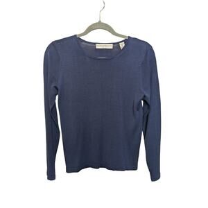 VALERIE STEVENS Petities 100% Pure Silk Long Sleeve Top Blue Women's Size PS